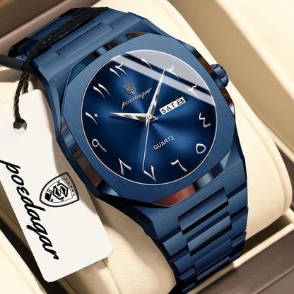 POEDAGAR mode luxe hommes montre à Quartz étanche en acier inoxydable mâle montre semaine Date affaires montres pour hommes Reloj Hombre