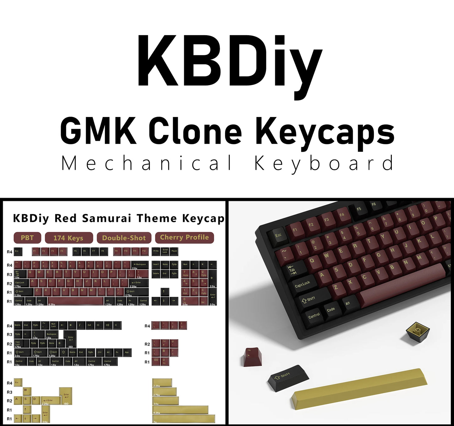 KBDiy 174 tasti/set keycap PBT GMK Apollo double shot minimalisti profilo ISO Cherry per tastiera meccanica da gaming compatibile MX