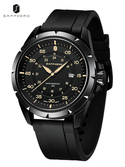 Montre pour homme SAPPHERO – Montre à quartz de luxe, étanche jusqu'à 50 m, équipée d'un mécanisme importé et d'un boîtier en acier inoxydable – Une idée cadeau idéale pour homme.
