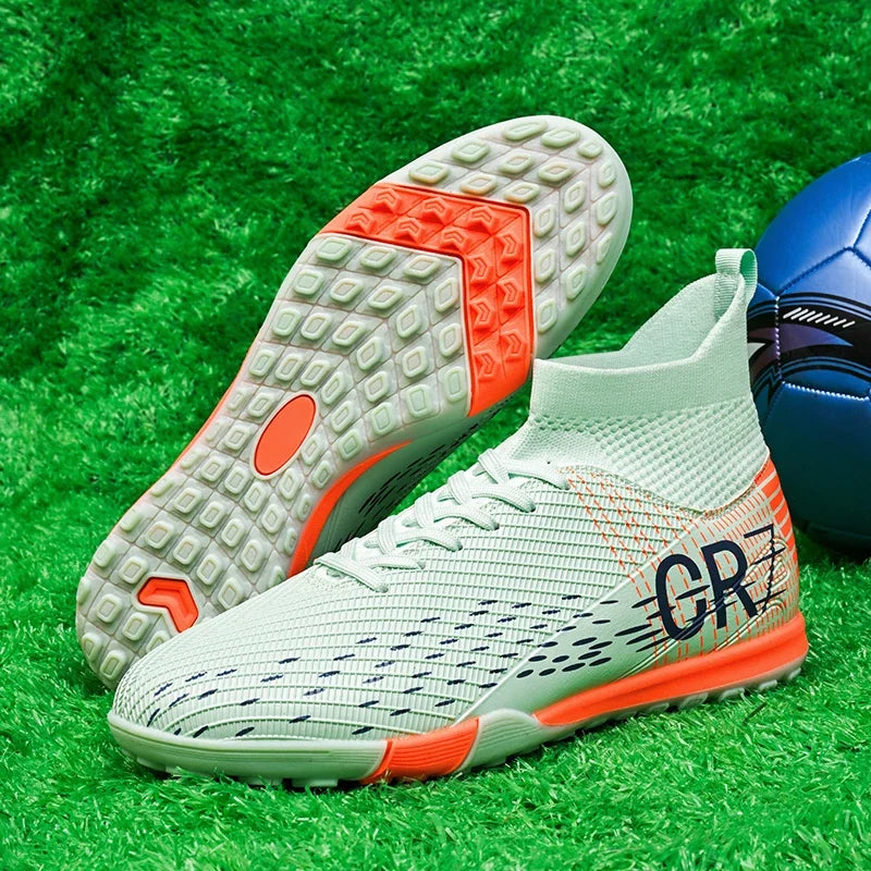 Nouvelles chaussures de football pour hommes, crampons pour terrain en herbe, baskets, chaussures de football de haute qualité, antidérapantes, montantes, pour futsal, matchs en salle, best-seller FG/TF