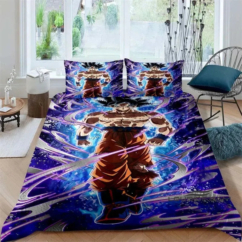 Cartoon/Anime Son Goku Dragon Ball bedrukte beddengoedset: deze zachte en comfortabele set bevat een dekbedovertrek en kussensloop