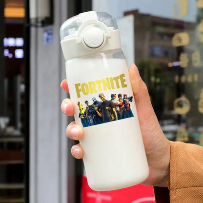 400ML Fortnites 18CM Straw Cup for Adult Boys Girls Cute Water Cup Cartoon Students Drop-Resistant Water Bottle Portable Gifts