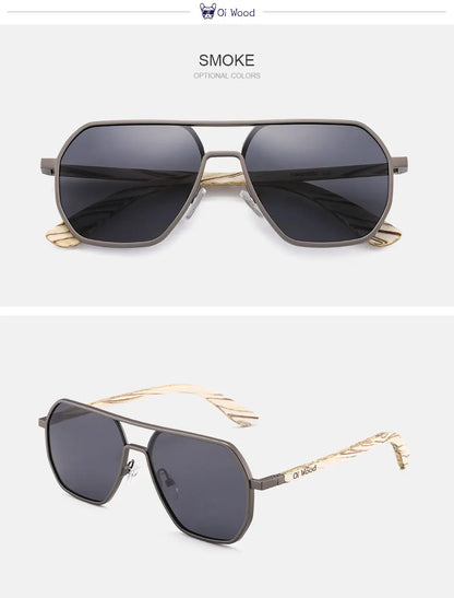 Oi Wood Fashion Alloy Solglasögon för män och kvinnor, polariserade solglasögon i trä, för bilkörning, UV400, Oculos De Sol 8059