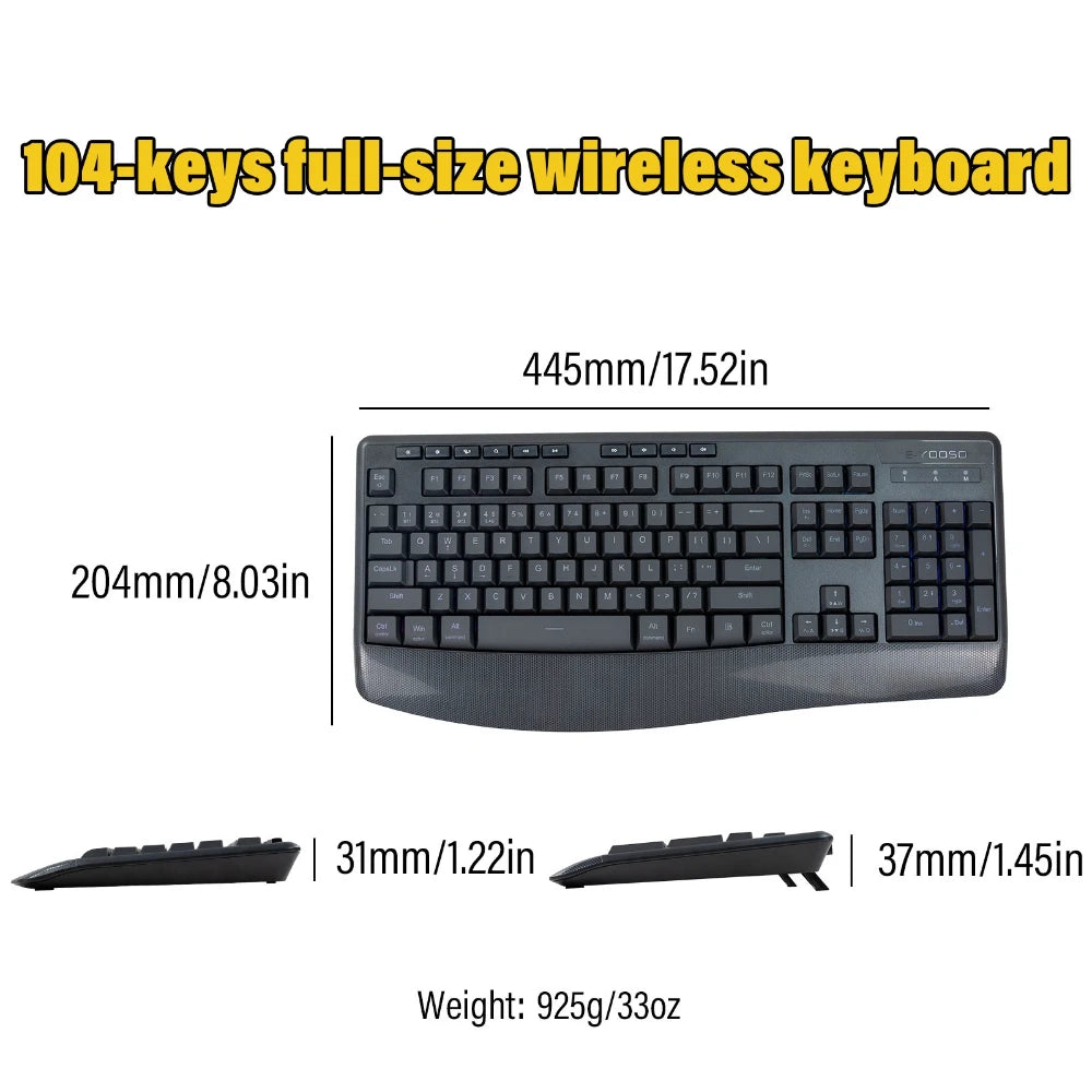 E-YOOSO RGB Colorful Gaming Keyboard 104 Keys Bluetooth 2.4G USB Wired Mechanical Keyboard with Wrist Rest Low Voltage Indicator