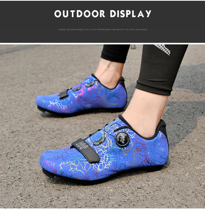 Zapatillas de ciclismo nuevas para hombre con cierre automático para carretera, montaña y exterior; zapatillas deportivas de ciclismo para mujer para spinning indoor