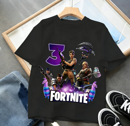 Fortnites dječje majice s brojem za rođendane za djevojčice i dječake, ljetna odjeća, pamučne majice za bebe, kratke majice za zabave, kratkih rukava, poklon za malu djecu