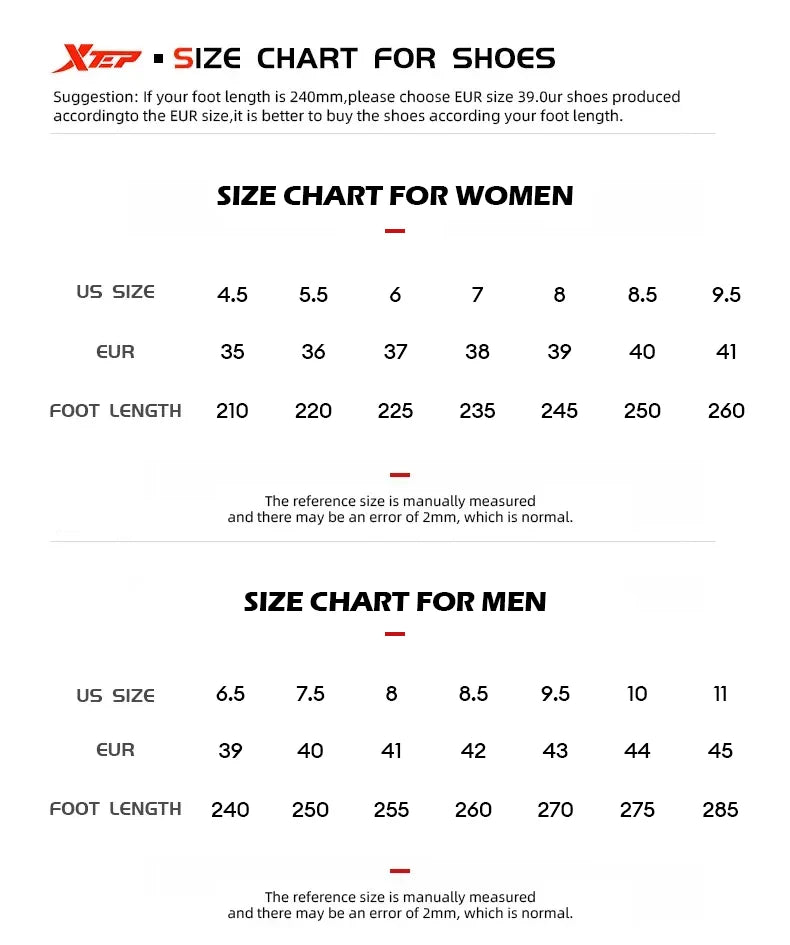 Xtep 2000km 5.0 Jogging Running Shoes for Women Cushion Fashion Color Durable Resistant Elasticity Sole Sneakers 874118110024