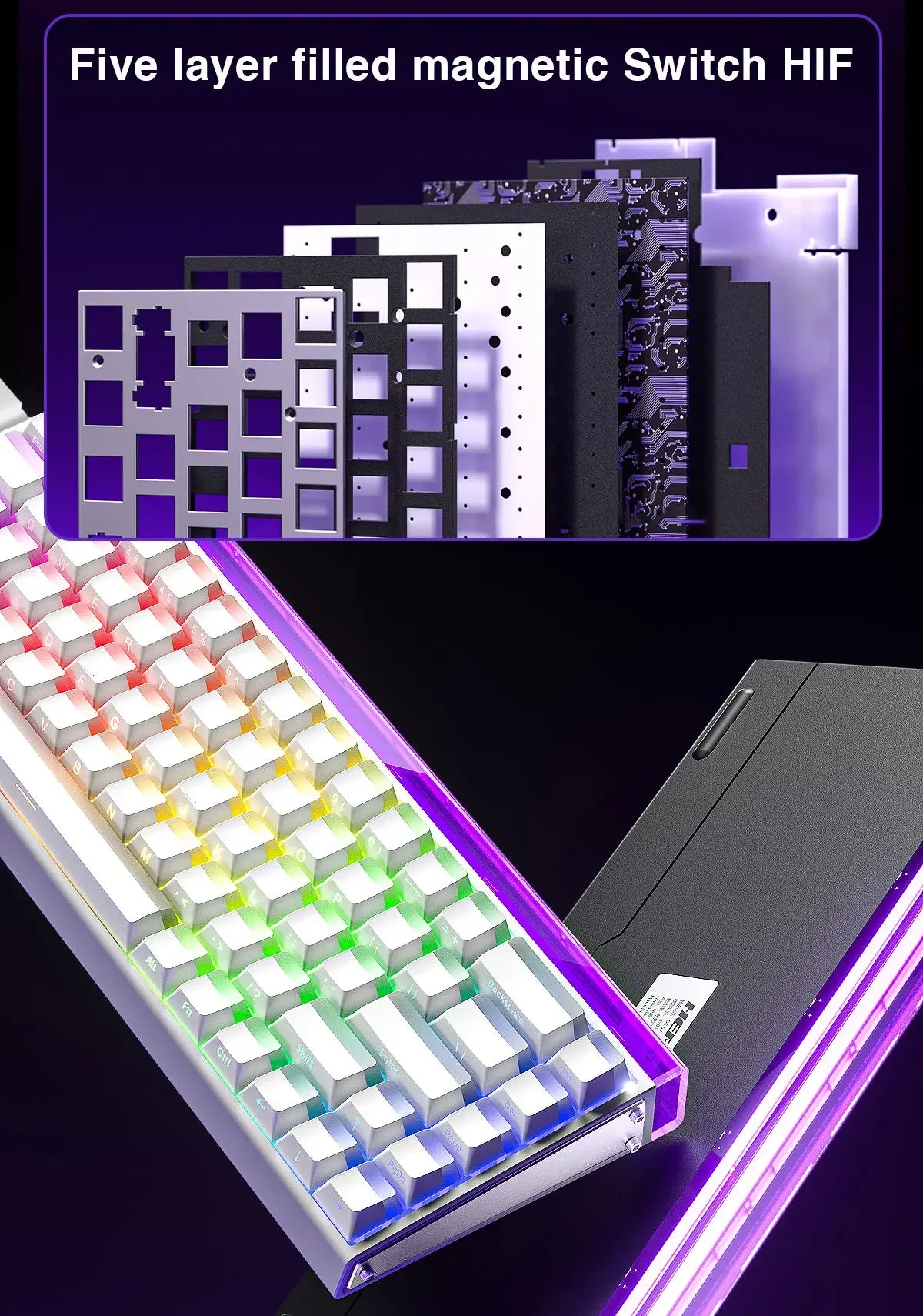AULA HERO 68 HE E-sports Gaming Wired Keyboard Magnetic Switch RGB Hot Swap 8K Hz Return Rate 60% Customize Mechanical Keyboard