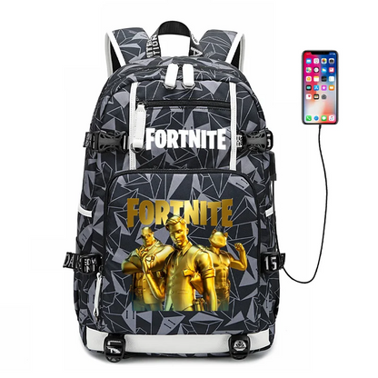 Mochila escolar Fortnite con estampado del juego para estudiantes, niños y niñas, gran capacidad, impermeable, ligera y resistente, regalo de cumpleaños