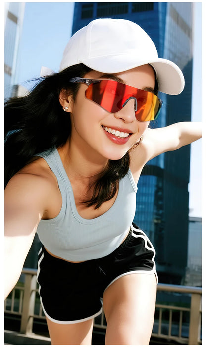 Kapvoe Neue Outdoor-Lauf- und Fahrradbrille, photochrome Sonnenbrille für Damen und Herren, Sportbrille für Marathon und Radfahren, UV400-Schutzbrille