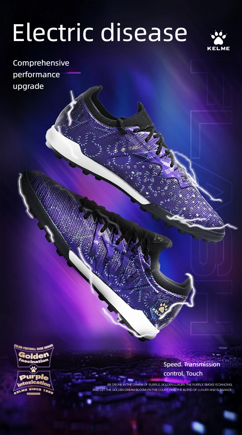KELME nogometne kopačke za odrasle muške Disease Electric 3.0 s kratkim MG čepovima, profesionalne tenisice za utakmice i trening, prozračne