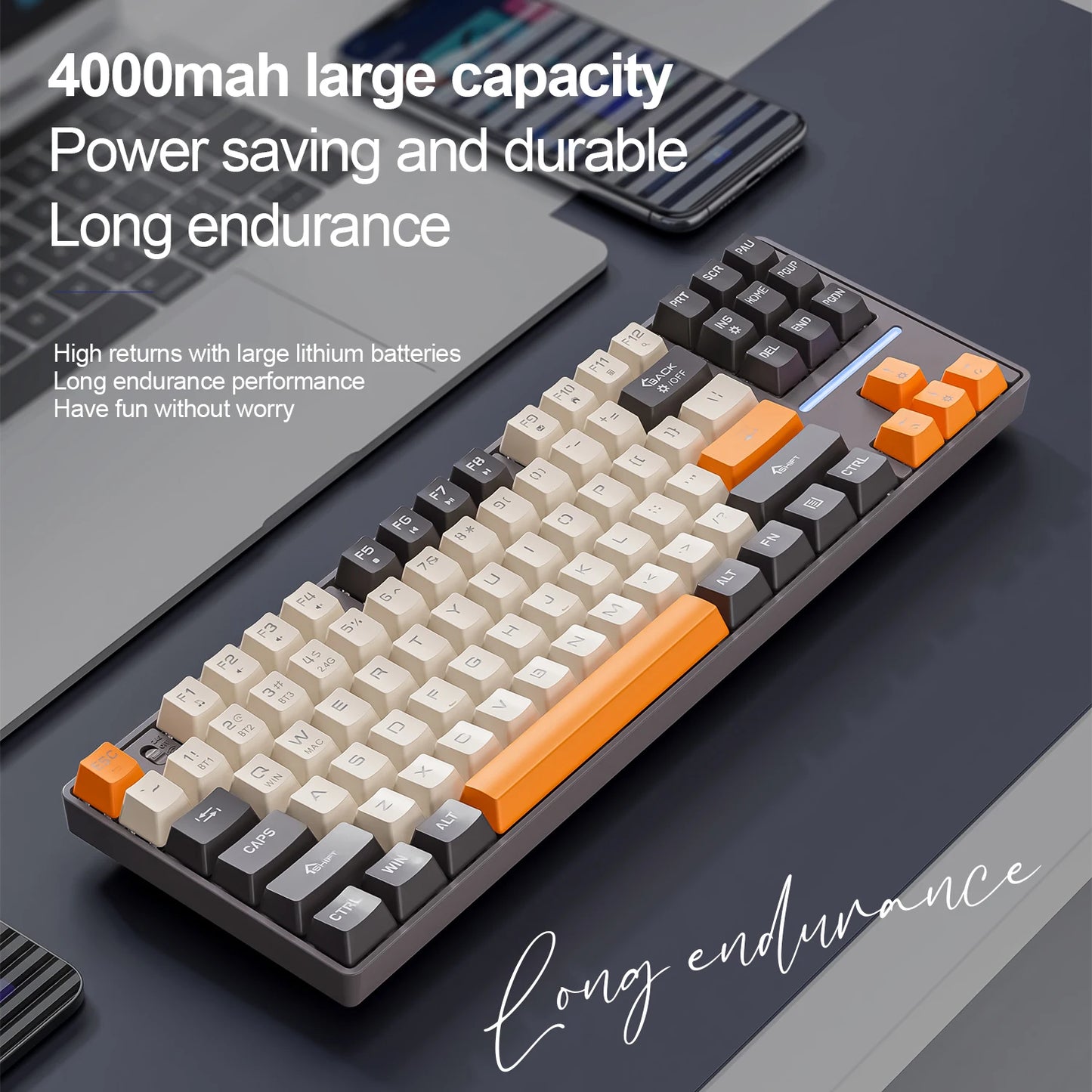 SMAILWOLF MK87 teclado mecânico sem fios Bluetooth para e-sports, com teclas completas, hot-swap e personalização