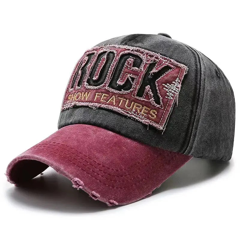 Висококачествена памучна бейзболна шапка с бродерия ROCK за мъже и жени, snapback шапка за спорт на открито и защита от слънце