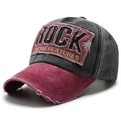 Висококачествена памучна бейзболна шапка с бродерия ROCK за мъже и жени, snapback шапка за спорт на открито и защита от слънце