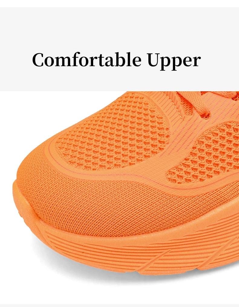 Fashion Platform Men's Running Shoes Trendy Casual Knit Breathable Orange Sneakers Men Outdoor Sports Non-Slip Jogging Shoes Men