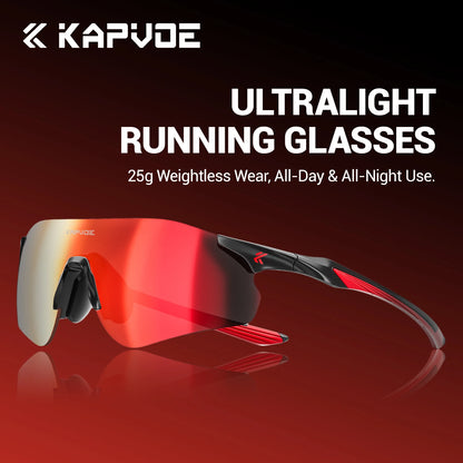 Kapvoe Neue Outdoor-Lauf- und Fahrradbrille, photochrome Sonnenbrille für Damen und Herren, Sportbrille für Marathon und Radfahren, UV400-Schutzbrille