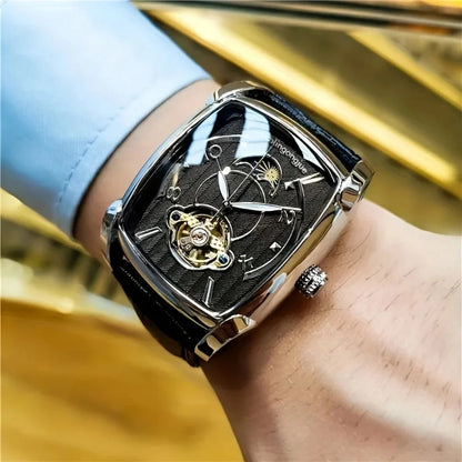 [Montre mécanique à tourbillon de luxe] Montre mécanique à tourbillon de luxe légère pour homme – Modèle haut de gamme entièrement automatique, style « squelette » tendance, idéal pour une tenue professionnelle o