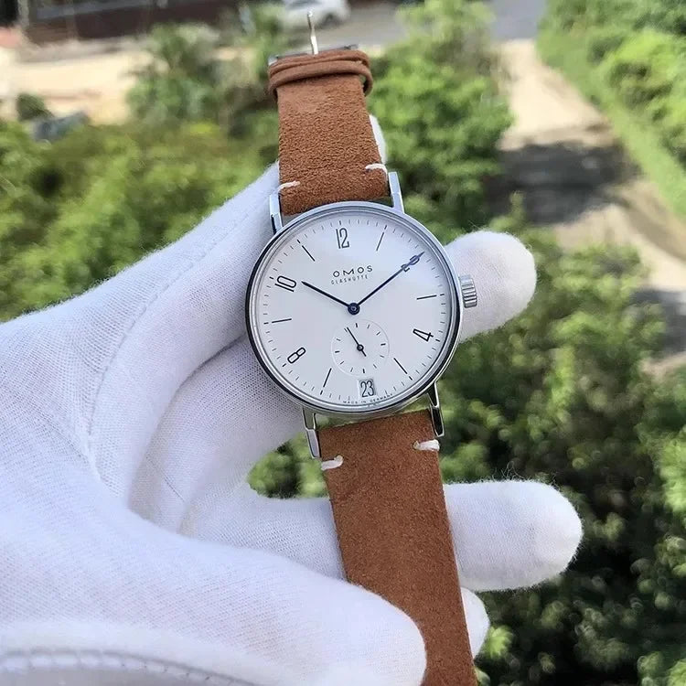 Men's 38mm automatic mechanical watch, compatible with Sea-Gull ST1731 movement, featuring a calendar, water resistance, and a t