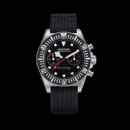 SEESTERN cronógrafo para hombre, reloj mecánico con movimiento Tianjin ST1901, cristal de zafiro, correa de nailon con velcro, esqueleto luminoso