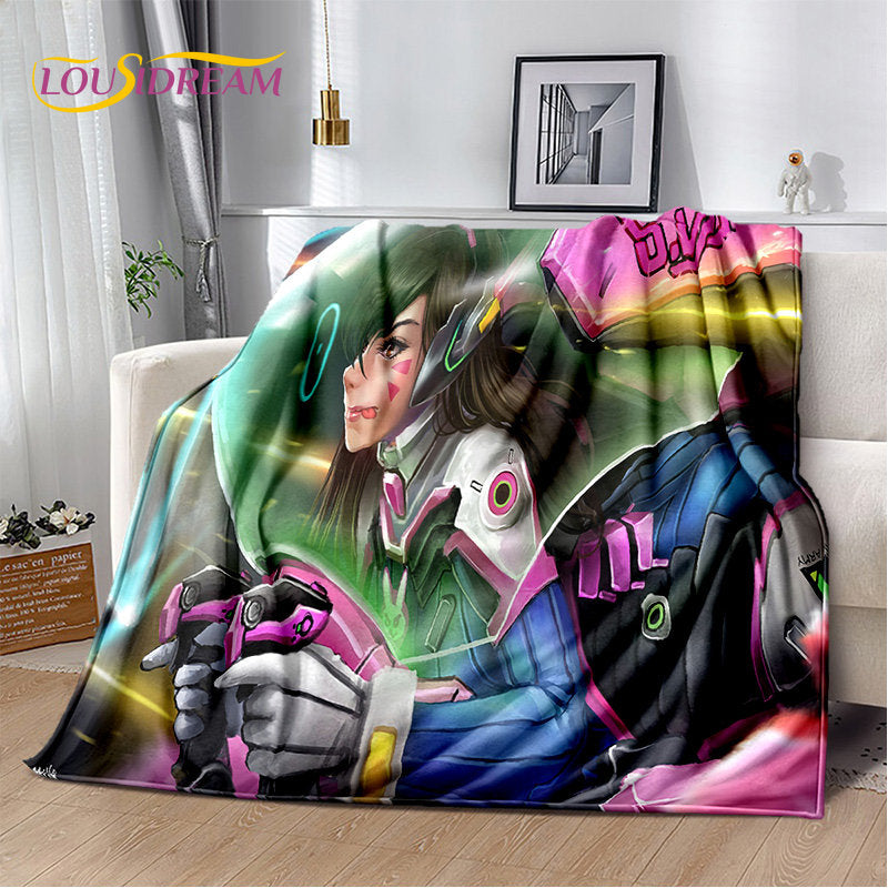 Меко плюшено одеяло Overwatch Game Gamer DVA Reaper, фланелено одеяло за хол, спалня, легло, диван, пикник, дете, 3D
