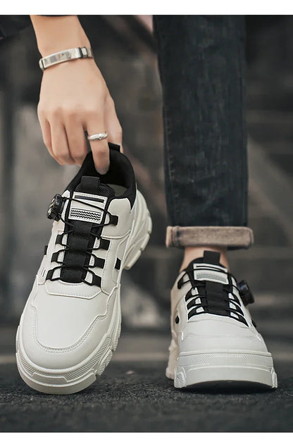 Nouvelles chaussures basses pour hommes, à boucle rotative, sportives, décontractées, tendance, d'extérieur, imperméables, chaussures de travail, semelle EVA, caoutchouc, Zapatillas Hombre