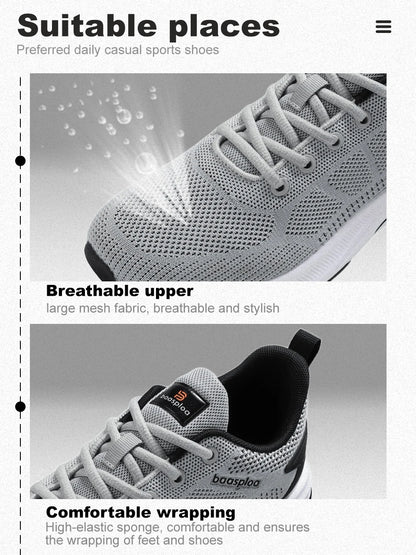 Baasploa Men Running Shoes Brand Male Designer Mesh Casual Sneakers Lightweight Lace-Up New Male Outdoor Sports Tennis Shoe
