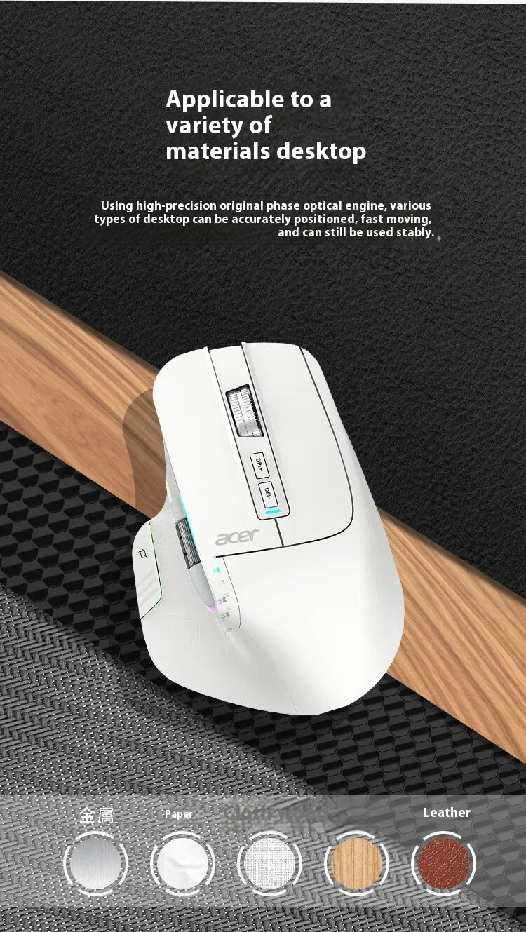 Acer Omr225 Gamer Mouse 3-mode Bluetooth Wireless Mouse Dual Scroll Ergonomic Mouse Custom Programming Gaming Mice Office Mice