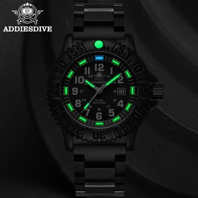 ADDIESDIVE Men’s Luxury Military Sport Quartz Watch  Luminous Dial, Rotating Bezel, Nylon Strap & 50M Water Resistant