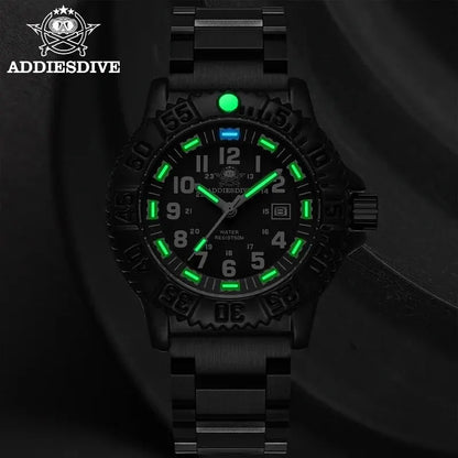 ADDIESDIVE Men’s Luxury Military Sport Quartz Watch  Luminous Dial, Rotating Bezel, Nylon Strap & 50M Water Resistant