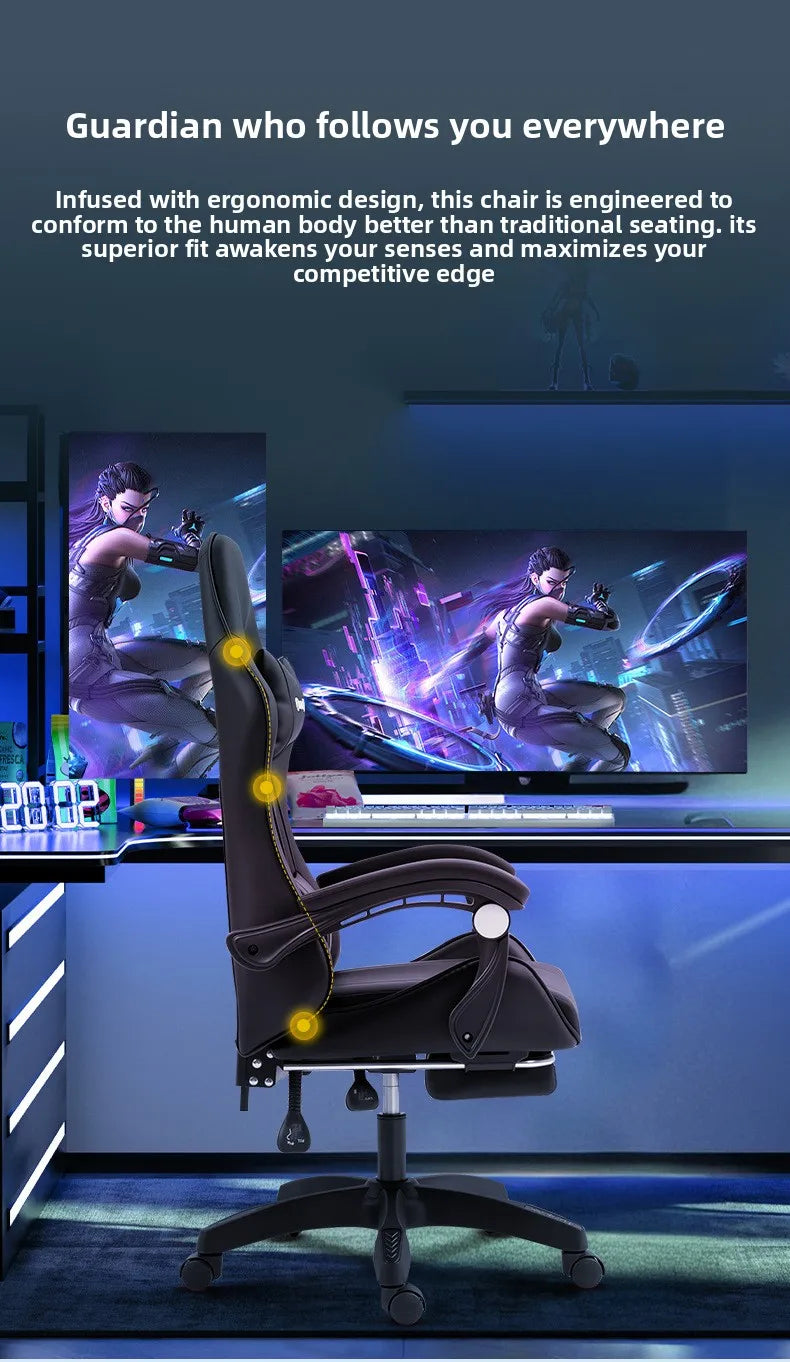 Sedia da gaming comoda ed ergonomica per uso sedentario, reclinabile, con massaggio e rotazione