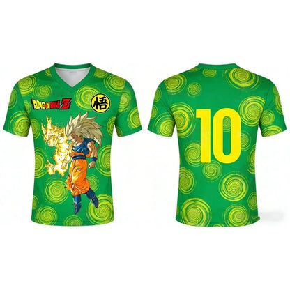 2026 Dragon Ball Pattern Football Shirt Messi No.10 Jersey Autumn Sports Quick Drying Men's T-shirt Children's Clothing T-shirt