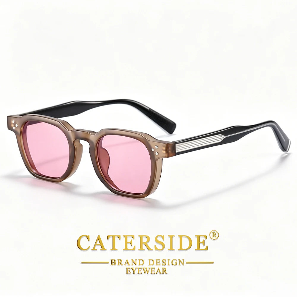 CATERSIDE New Vintage Men's Sunglasses High-Quality Square Sun Glasses Women's Outdoor Travel Beach Summer Fashion Glasses Uv400