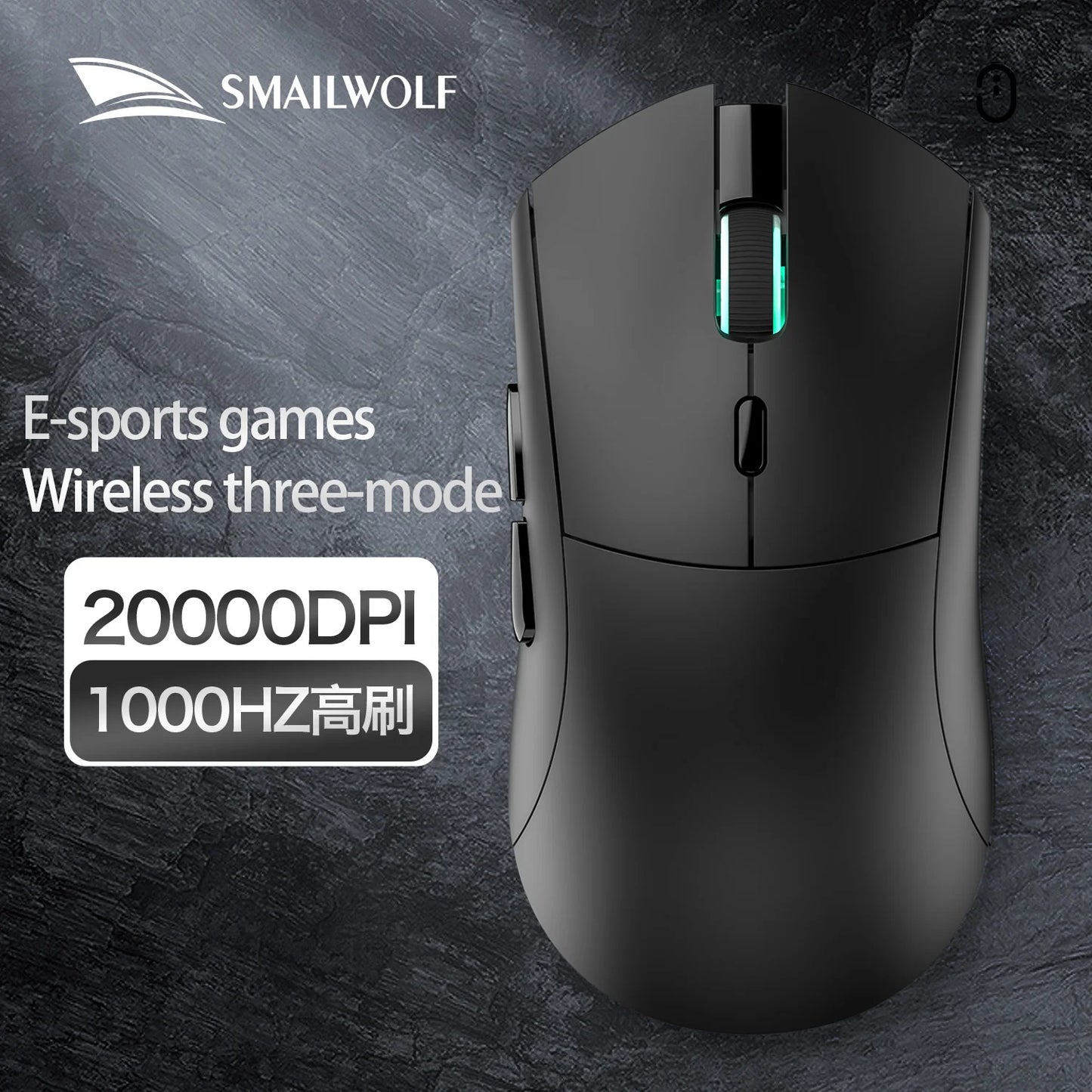 Bezdrátová herní myš SMAILWOLF RS7 Bluetooth, tři režimy, PAW3311, makra s vysokou přesností, pro notebook, gaming i kancelář