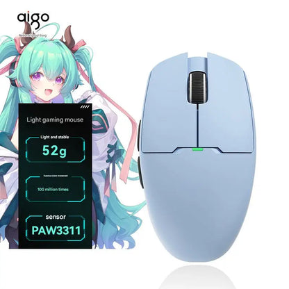 Aigo GM80 PLUS PRO Wireless Mouse Bluetooth PAW3311/PAW3395 Lightweight 1000HZ Wired Three-mode Gaming E-sports Mouse Gift