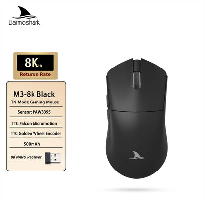 Darmoshark M3 V2 Gaming Mouse Double 8K Wireless Tri Mode 26KDPI PAW3395 Sensor Big Hand Game Macro Mouse For Computer Laptop PC