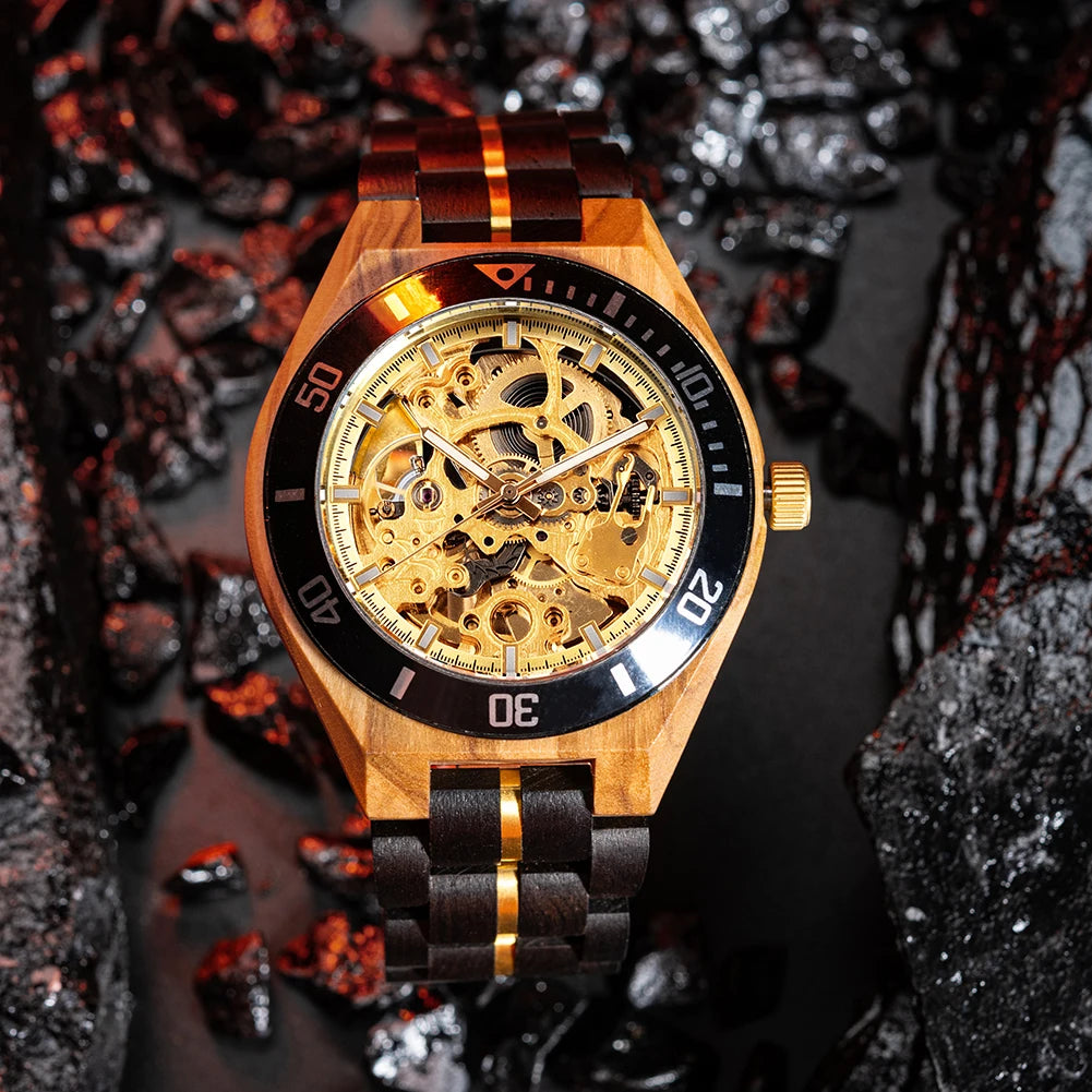 BOBO BIRD Wood Mechanical Watch Men Relogio Masculino Big Mens Watches Top Brand Luxury Timepieces erkek kol saati Dropshipping