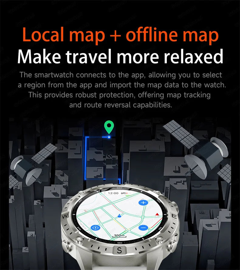 Smart Watch Men GPS Track High End watch Swim Waterproof Watches six axis sensor Sports 2GB Memory GPS Map Compass Smartwatch