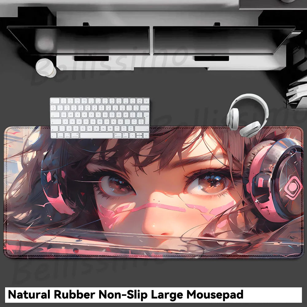Accesorios Gaming O-Overwatch D-D.va Alfombrilla de Ratón Grande, Alfombrilla para Teclado y Ratón PC, Deskmat XXL Extendida, Alfombrilla Gamer