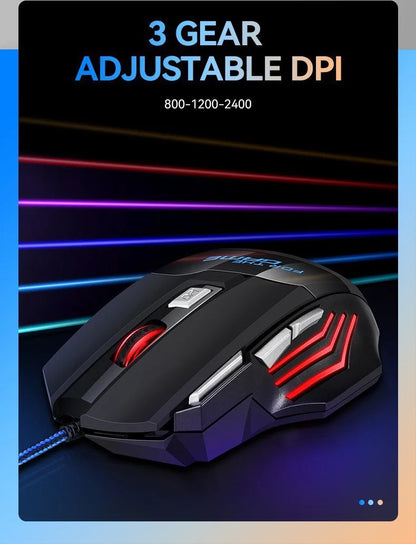 1 szt. nowa ultraszybka mysz gamingowa USB RGB z podświetleniem, ergonomiczna mysz dla graczy 7D Esports, przewodowa mysz do laptopa i PC Gamer