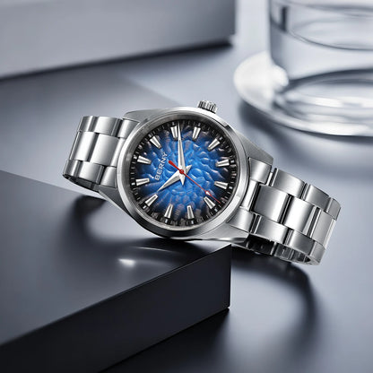 Montre pour homme BERNY – Montre à quartz élégante et classique, étanche à 10 ATM, dotée d'un verre saphir et d'aiguilles luminescentes, idéale pour une tenue habillée ou professionnelle, avec bracelet en cuir.