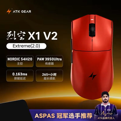 Bezdrôtová myš ATK Blazing Sky X1 V2 Ultimate Dual Mode, ľahká, PAW3950 Ultra, duálny režim 8K HZ, nízka latencia, prispôsobená ergonómia