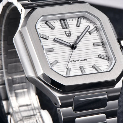 PAGANI DESIGN New V2 Orologio da uomo quadrato al quarzo, marchio di lusso premium, sportivo, impermeabile, in zaffiro e acciaio inossidabile