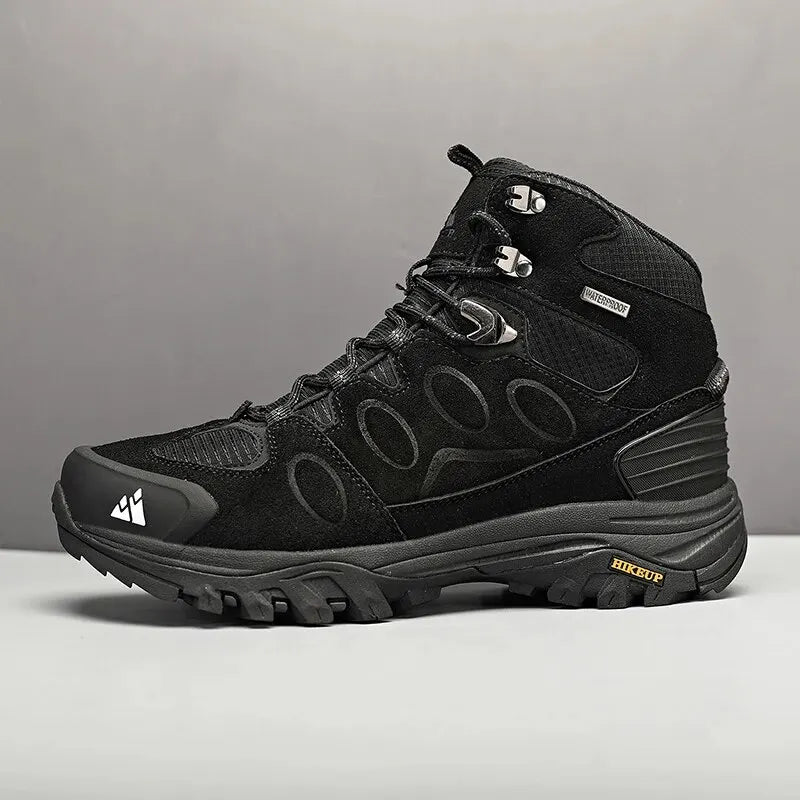 HIKEUP High-Top Men Hiking Boots Winter Outdoor Shoes Lace-Up Non-Slip Sports Casual Trekking Boots Men Suede Warm Shoes