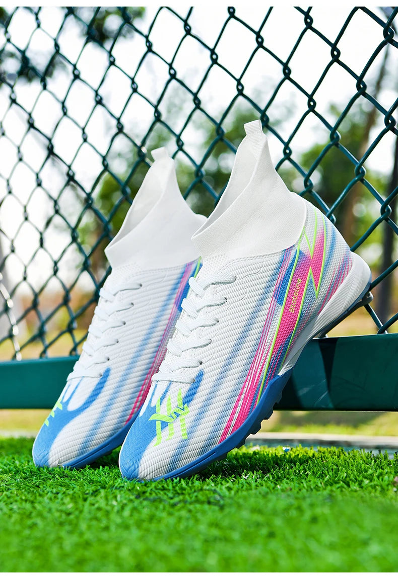Nouvelles chaussures de football pour hommes, chaussures de match montantes, chaussures de futsal de haute qualité, chaussures de football d'intérieur antidérapantes, baskets d'extérieur, crampons pour gazon, meilleures v