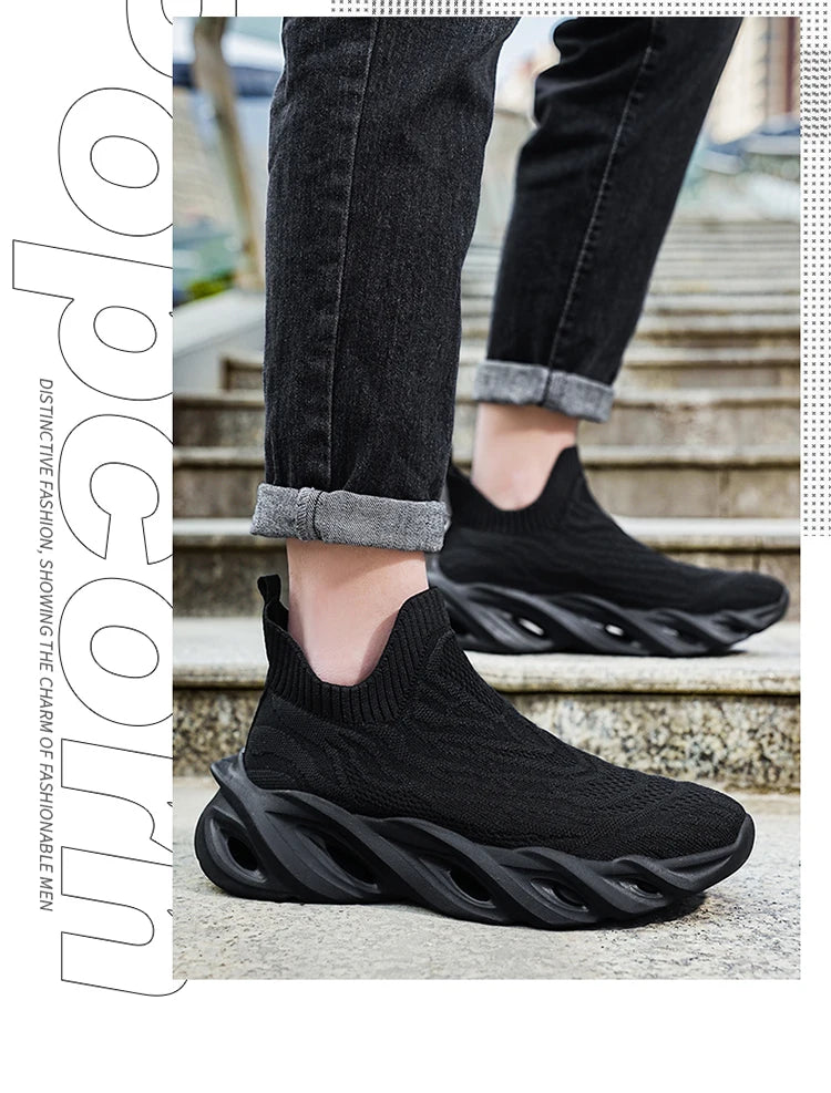Classic Fashion Yellow Men's Running Shoes Comfort Socks Shoes Trainers Men Unisex Athletic Shoes Big Size 46 Zapatillas Hombre
