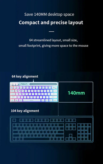 AULA F3061 Mechanical Touch Feel Keyboard 61 Keys Wired Mini Keyboard RGB Backlight Keyboard Desktop  Laptop Game Keyboard