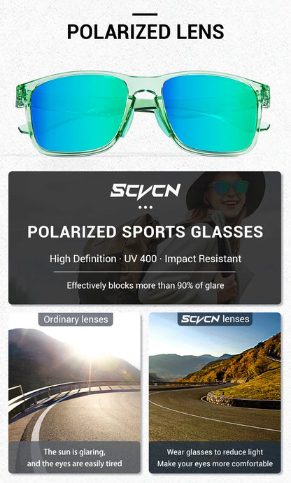 SCVCN Occhiali da escursionismo polarizzati Occhiali da pesca Occhiali da ciclismo Occhiali alla moda UV400 da bici da uomo MTB Occhiali sportivi da bicicletta per attività all'aperto