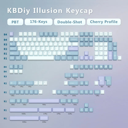 KBDiy GMK Illusion Set di tasti profilo Cherry Double Shot PBT ISO per tastiera meccanica gamer Kit Gaming stile rétro