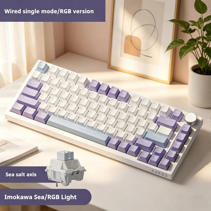Teclado mecánico con cable AJAZZ AK820 75%: hot‑swappable, retroiluminación RGB/blanca/azul hielo, control con perilla de volumen | Para oficina y gaming