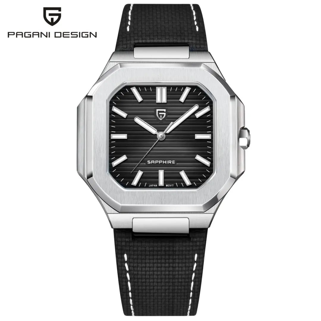 PAGANI DESIGN New V2 Orologio da uomo quadrato al quarzo, marchio di lusso premium, sportivo, impermeabile, in zaffiro e acciaio inossidabile